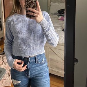 Wild Fable blue + white cropped sweater size xs